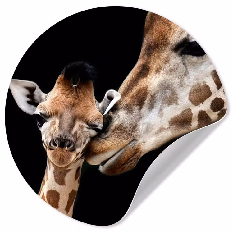 Behangcirkel - Giraffe - Dieren - Zwart - Portret - Dieren — 1