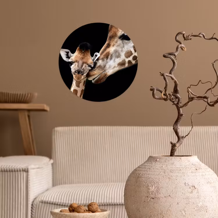 Behangcirkel - Giraffe - Dieren - Zwart - Portret - Dieren — 2