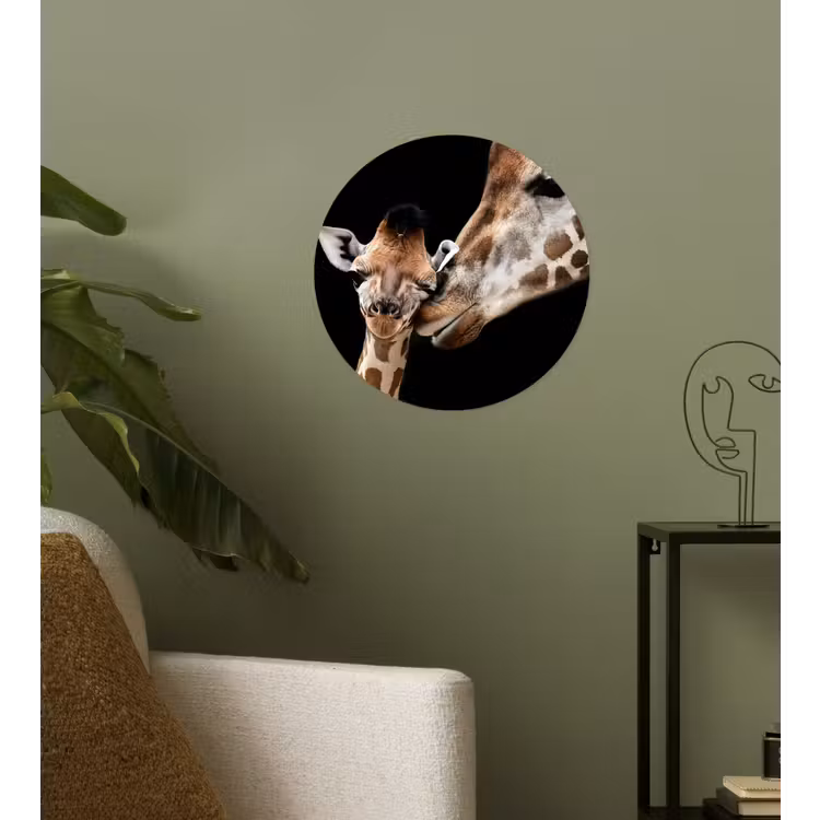 Behangcirkel - Giraffe - Dieren - Zwart - Portret - Dieren — 3