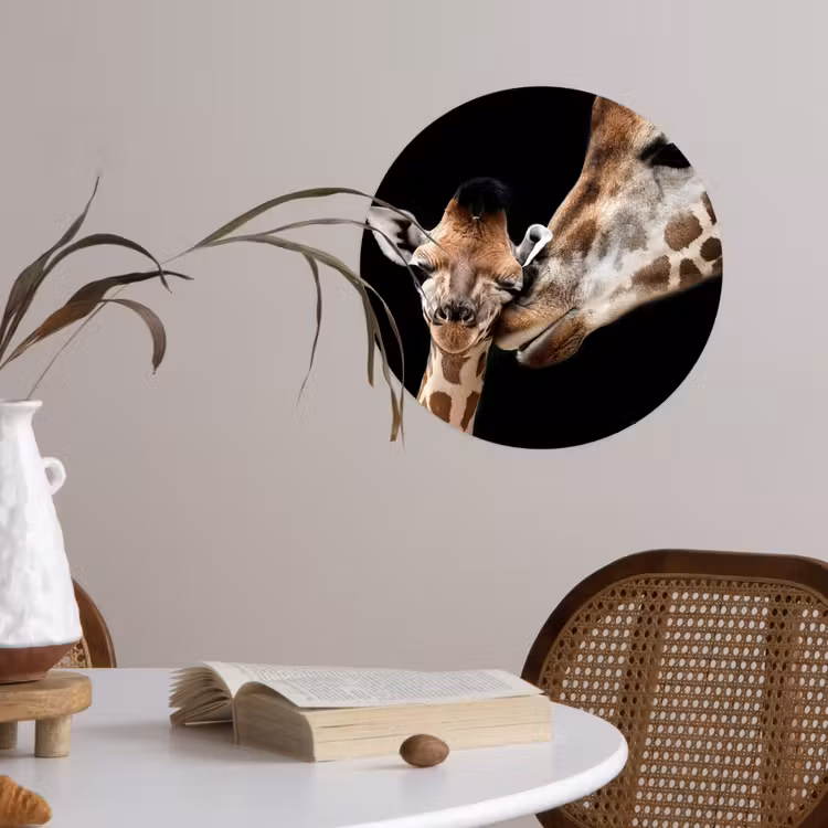 Behangcirkel - Giraffe - Dieren - Zwart - Portret - Dieren — 4