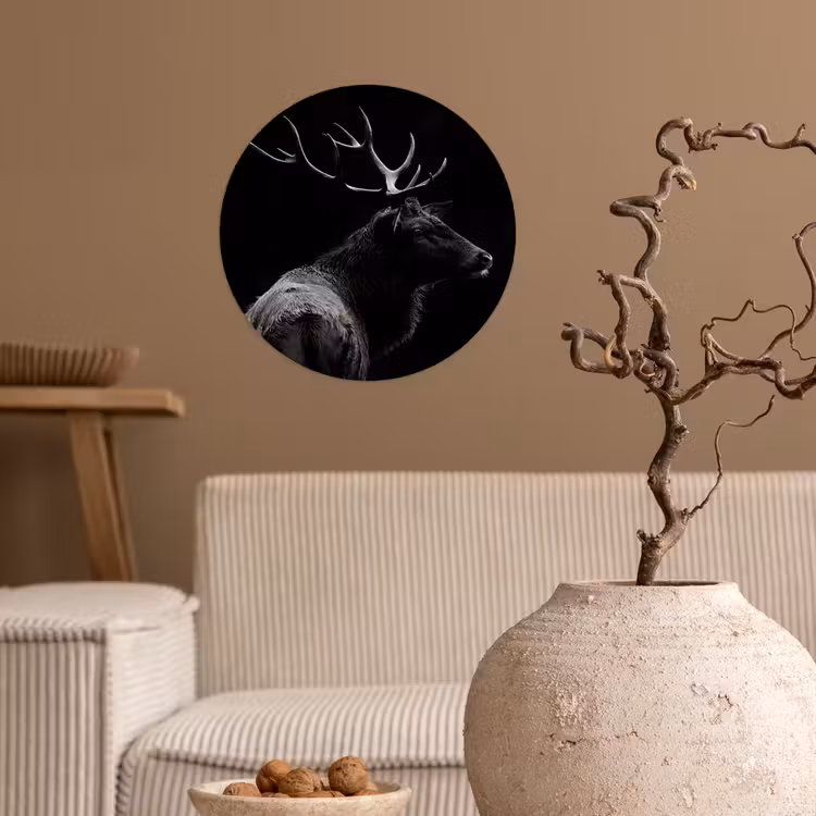 Behangcirkel - Hert - Zwart - Portret - Gewei - Dieren — 2