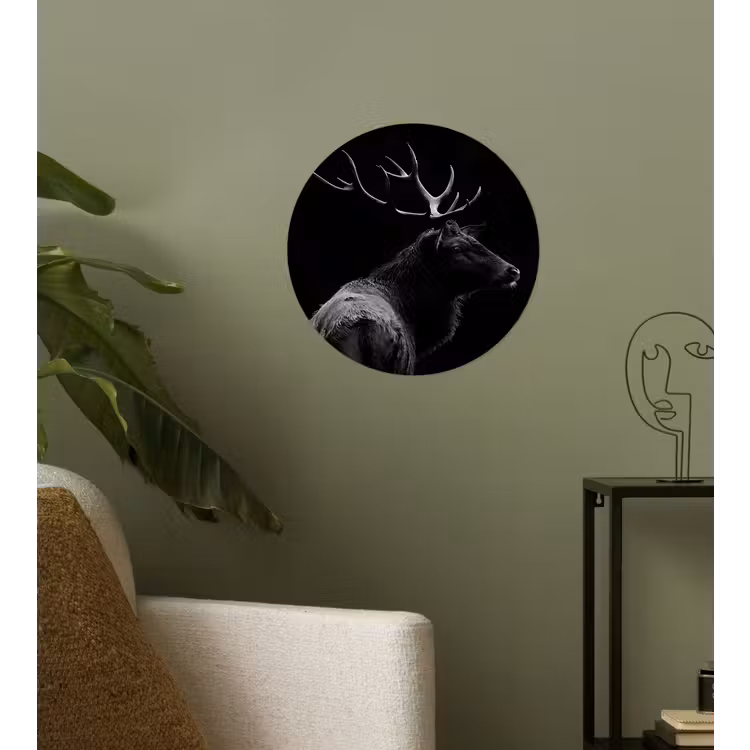 Behangcirkel - Hert - Zwart - Portret - Gewei - Dieren — 3