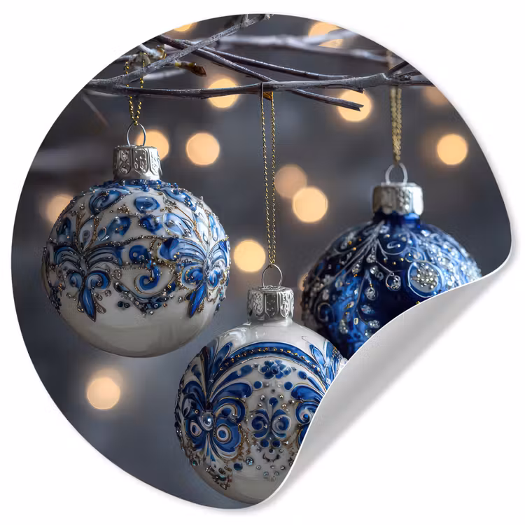 Behangcirkel - Kerstbal - Versierd - Blauw — 1