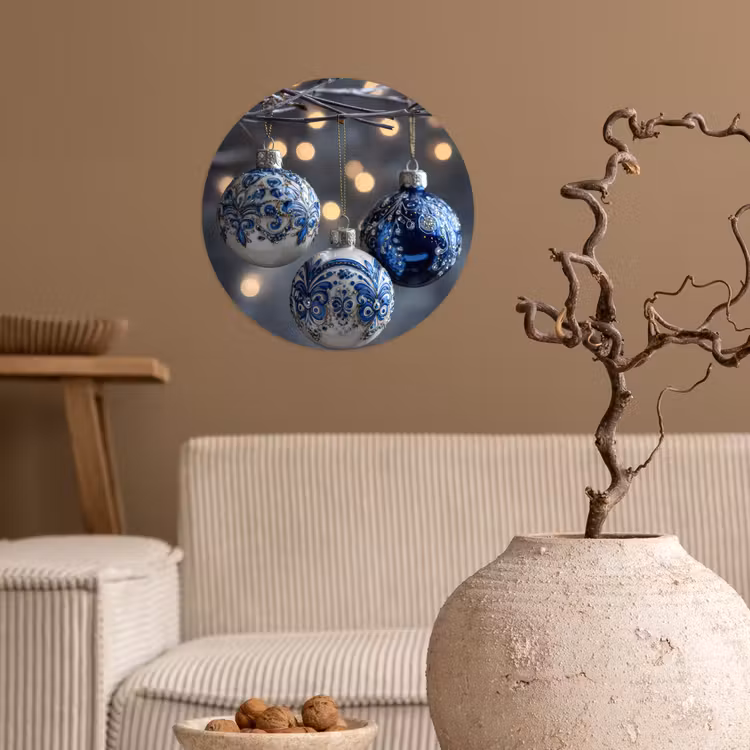 Behangcirkel - Kerstbal - Versierd - Blauw — 2
