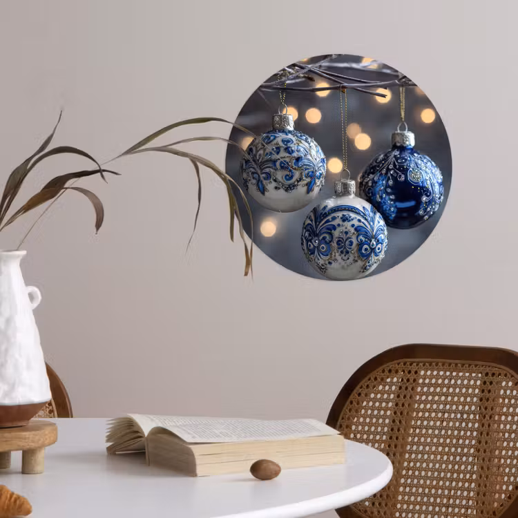 Behangcirkel - Kerstbal - Versierd - Blauw — 4