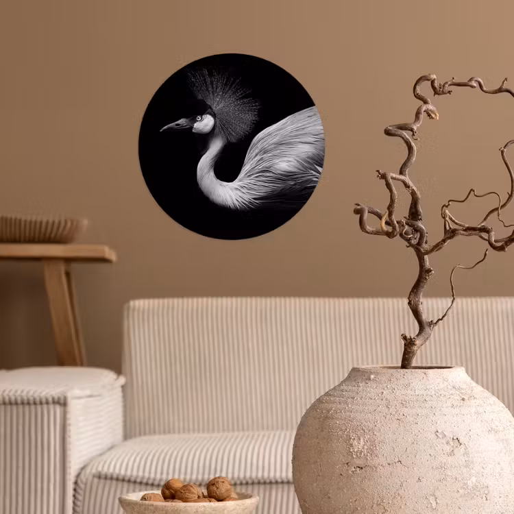 Behangcirkel - Kraanvogel - Zwart - Wit - Vogel - Dieren — 2