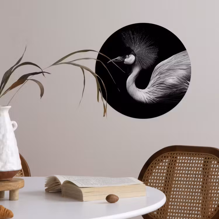 Behangcirkel - Kraanvogel - Zwart - Wit - Vogel - Dieren — 4