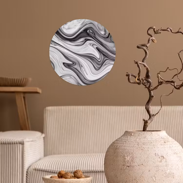 Behangcirkel - Marmer - Patronen - Grijs - Marmerlook - Zwart — 2
