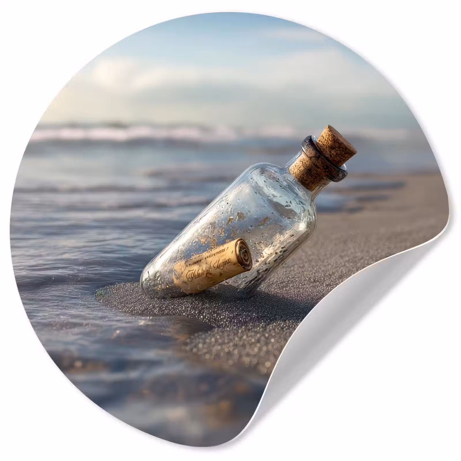 Behangcirkel - Glazenfles - Post - Zee - Zand — 1