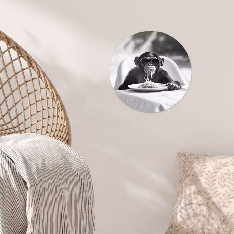 Behangcirkel - Aap - Spaghetti - Zonnebril - Zwart wit - Cool - Dier — 5