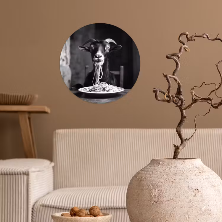 Behangcirkel - Geit - Bord - Spaghetti - Zwart Wit — 2