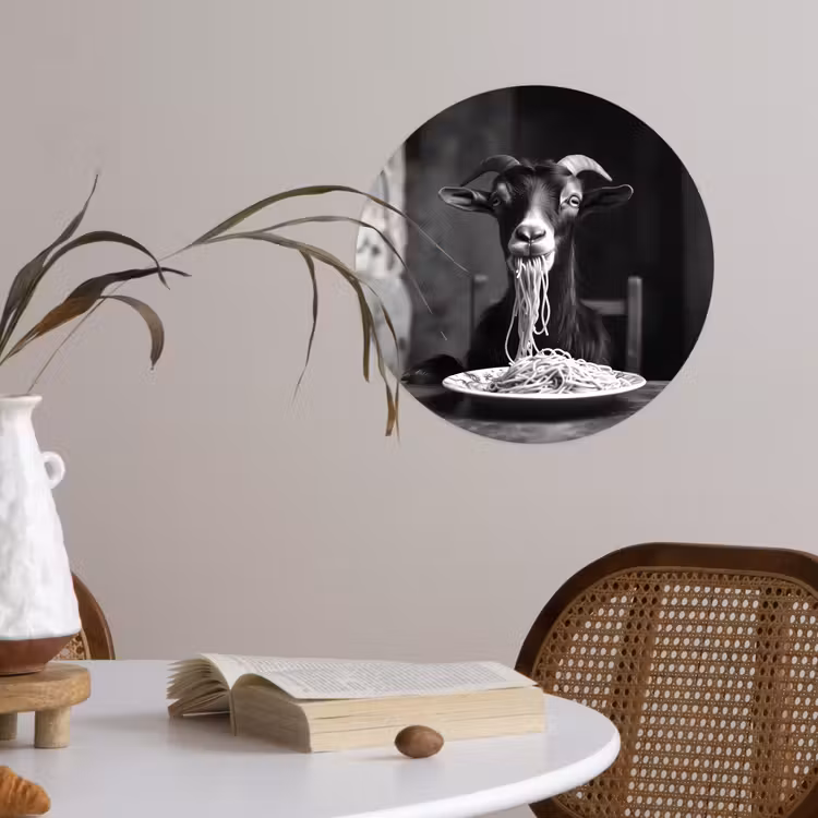 Behangcirkel - Geit - Bord - Spaghetti - Zwart Wit — 4