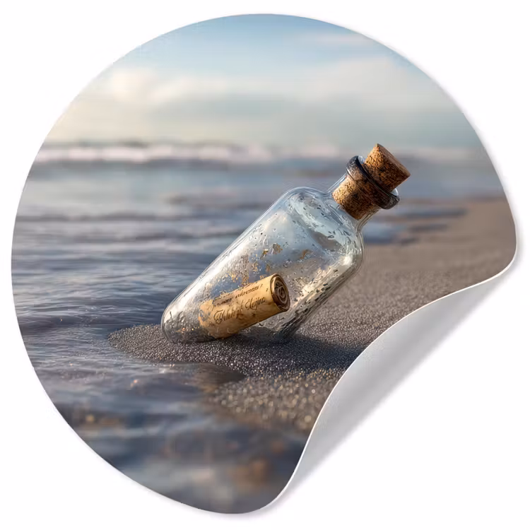 Behangcirkel - Glazenfles - Post - Zee - Zand — 1