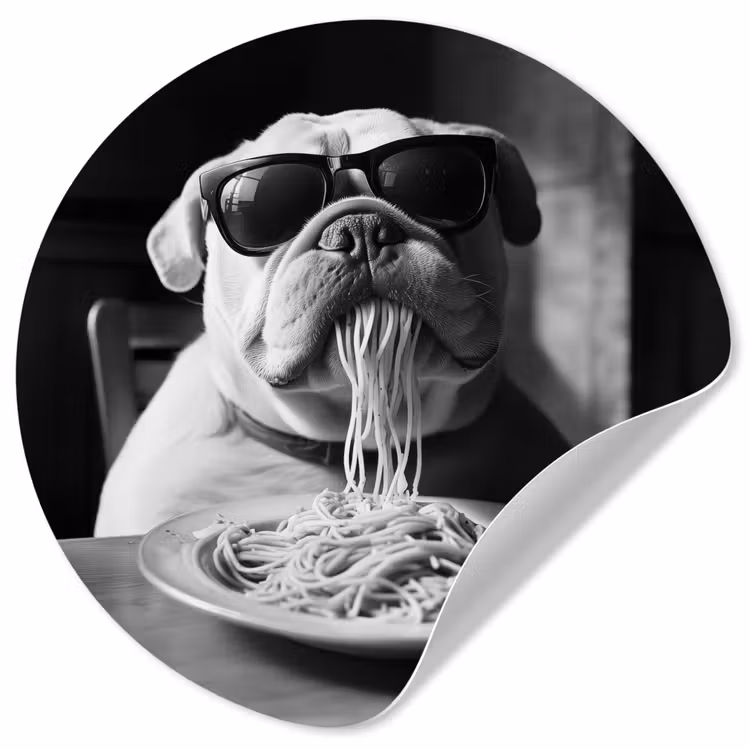 Behangcirkel - Hond - Bulldog - Pasta - Bril - Stoer - Dieren — 1