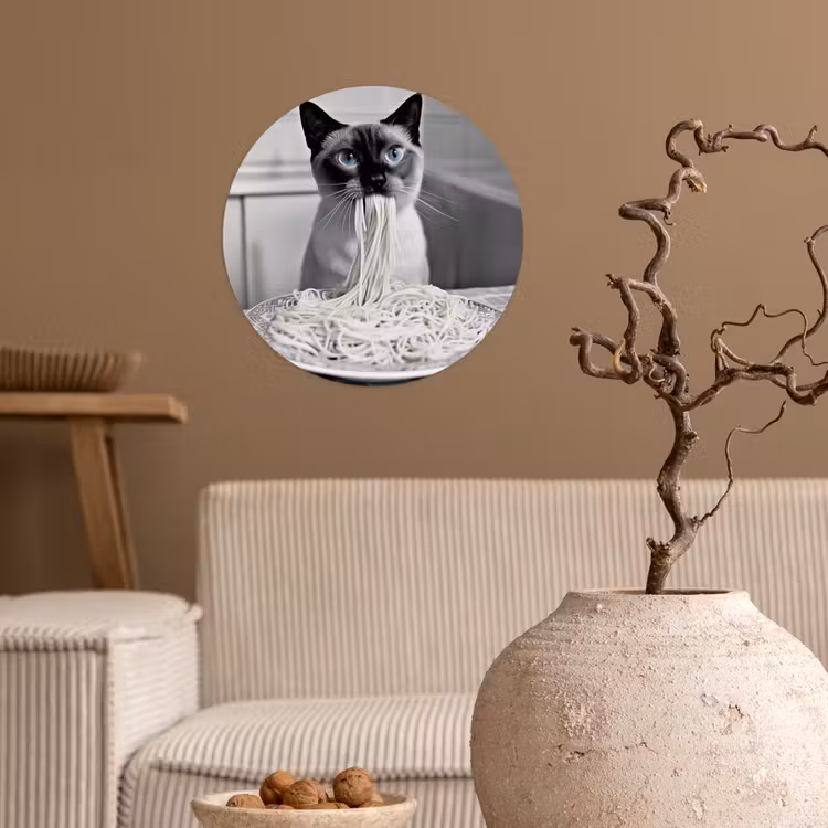 Behangcirkel - Kat - Siamees - Zwart Wit - Schattig - Dieren — 2