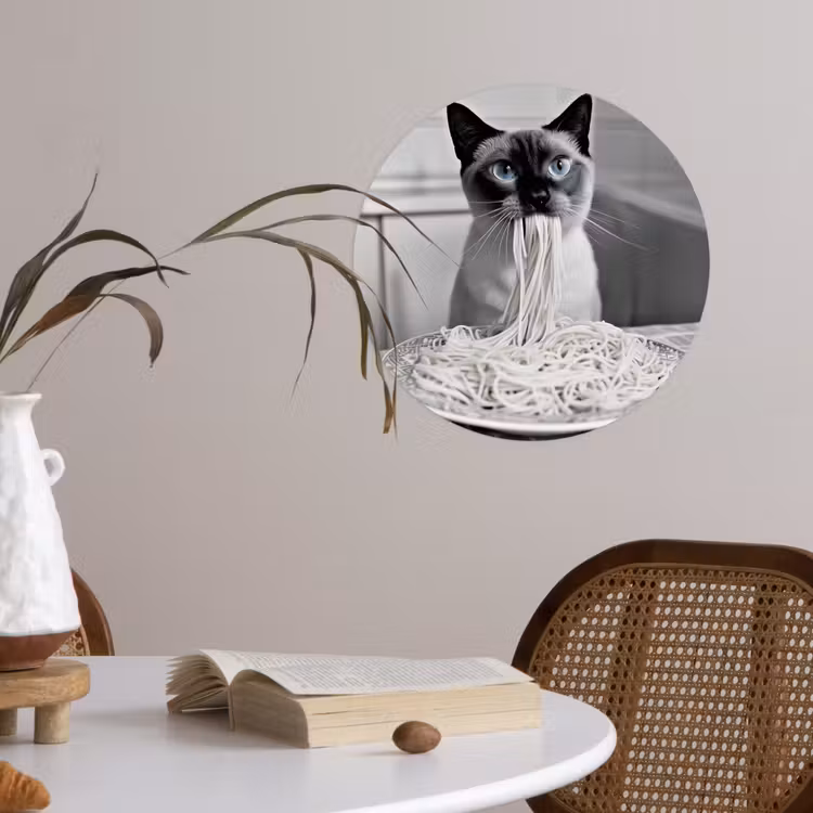 Behangcirkel - Kat - Siamees - Zwart Wit - Schattig - Dieren — 4