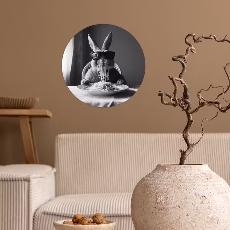 Behangcirkel - Konijn - Bunny - Zonnebril - Tafelkleed - Pasta - Schattig — 2