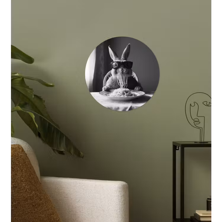 Behangcirkel - Konijn - Bunny - Zonnebril - Tafelkleed - Pasta - Schattig — 3