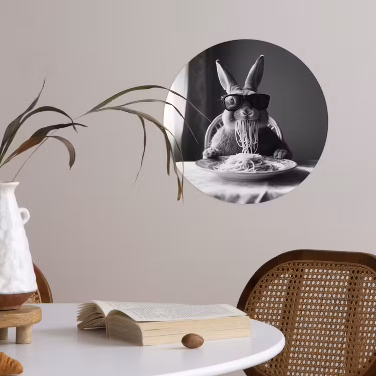 Behangcirkel - Konijn - Bunny - Zonnebril - Tafelkleed - Pasta - Schattig — 4