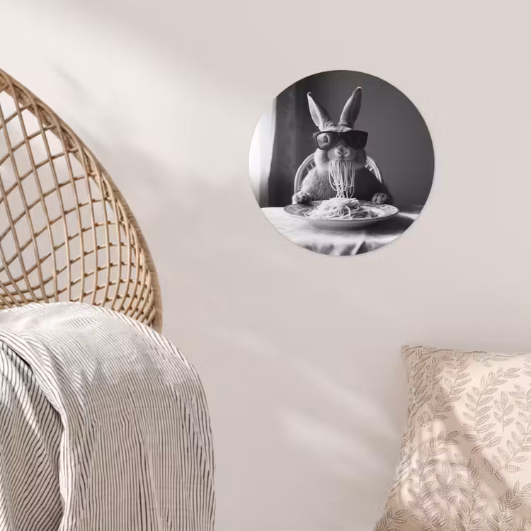 Behangcirkel - Konijn - Bunny - Zonnebril - Tafelkleed - Pasta - Schattig — 5