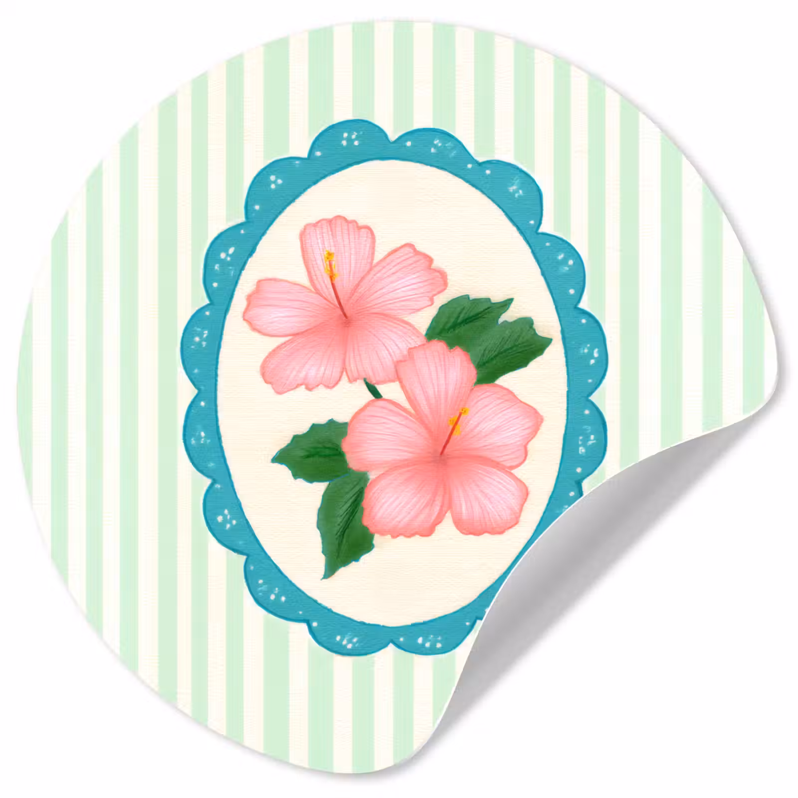 Behangcirkel - Bloemen - Ovaal - Strepen - Groen — 1
