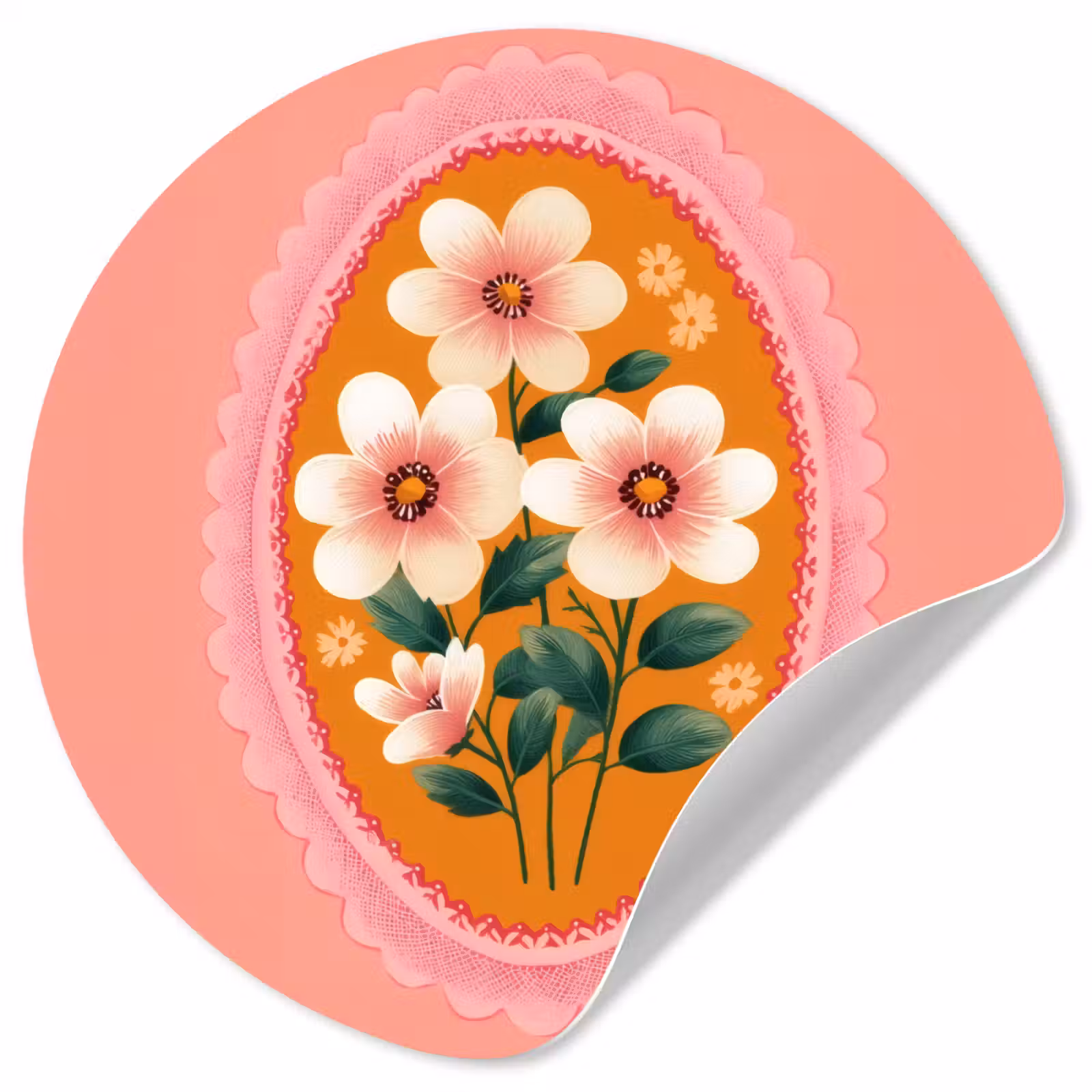 Behangcirkel - Illustratie - Bloemen - Rand - Roze — 1