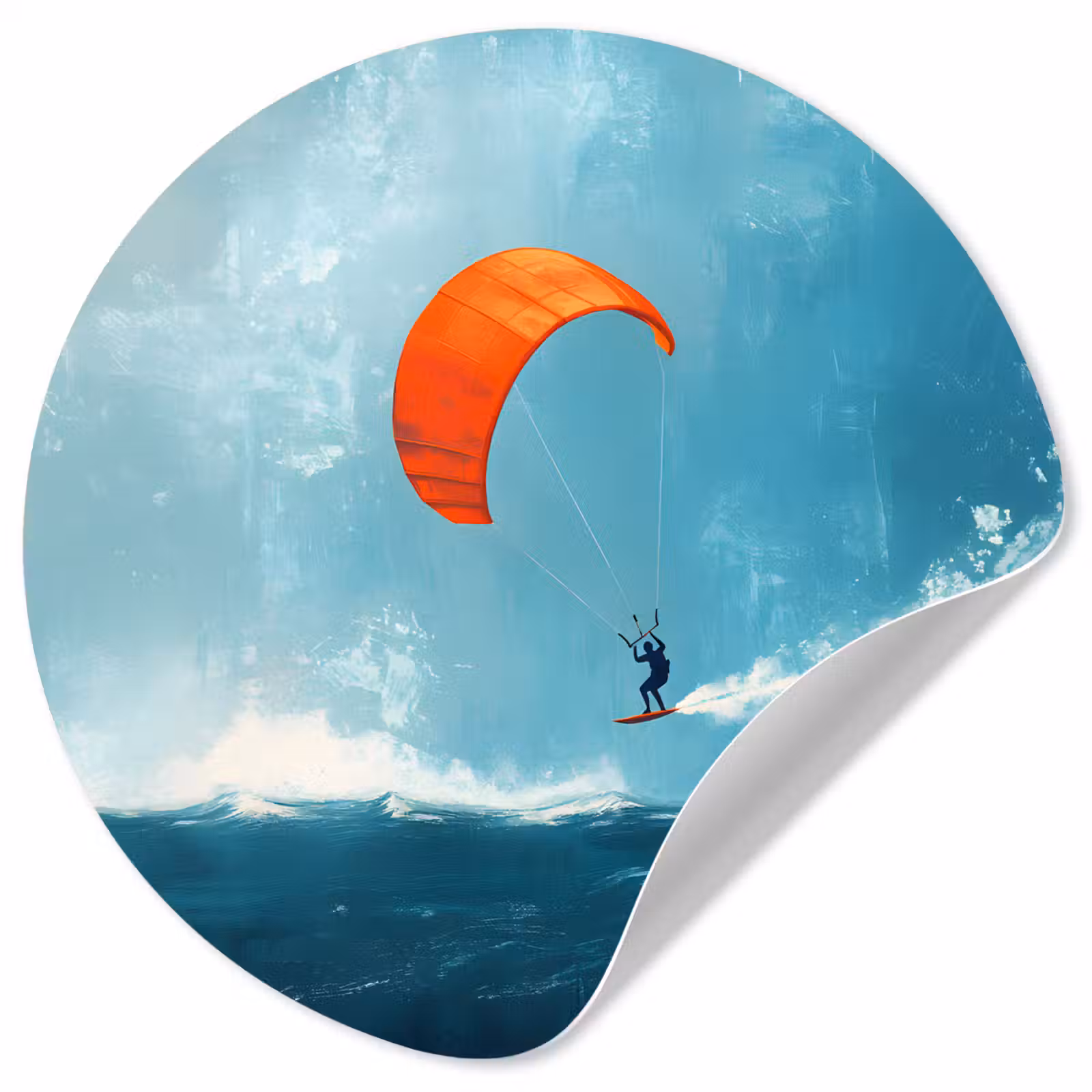 Behangcirkel - Kitesurfer - Oranje - Zee - Lucht — 1