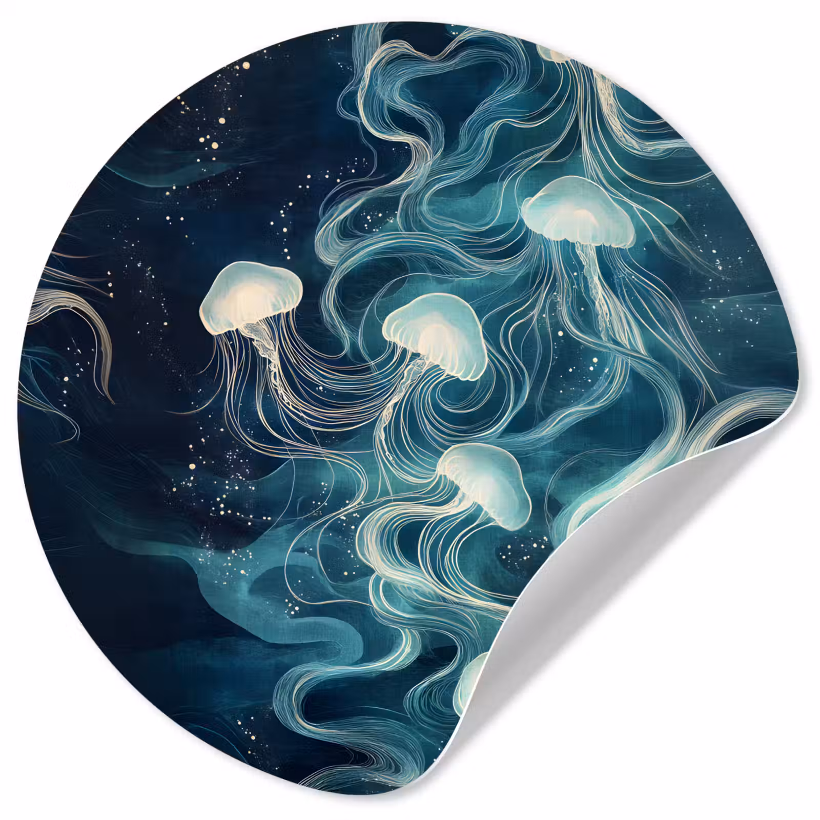 Behangcirkel - Kwallen - Zee - Wit - Golven — 1