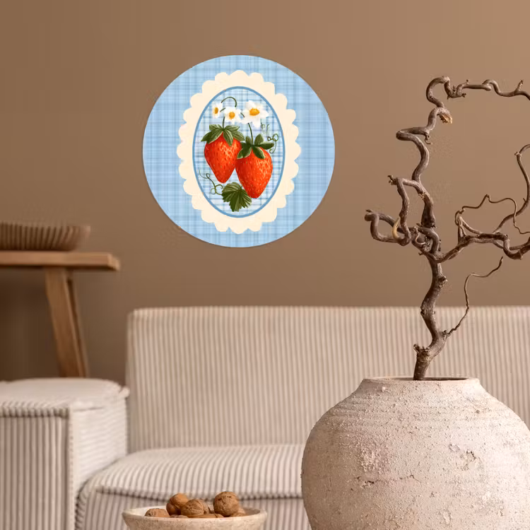 Behangcirkel - Aardbeien - Lijst - Rood - Geruit — 2