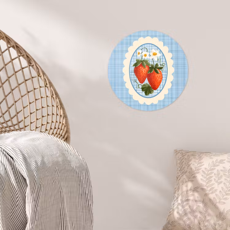 Behangcirkel - Aardbeien - Lijst - Rood - Geruit — 5