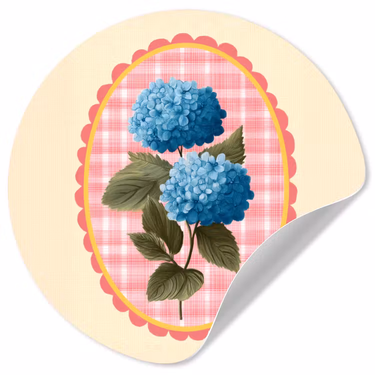 Behangcirkel - Bloemen - Blauw - Lijst - Bladeren — 1