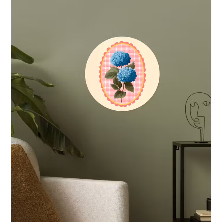 Behangcirkel - Bloemen - Blauw - Lijst - Bladeren — 3