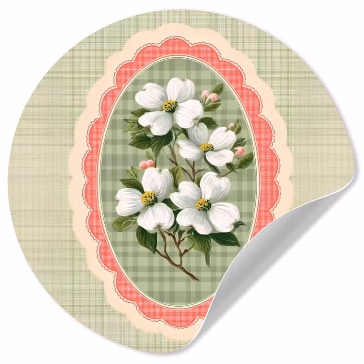 Behangcirkel - Bloemen - Illustratie - Geruit - Groen — 1