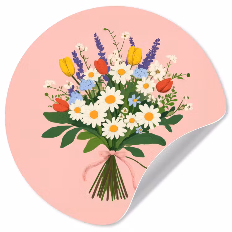 Behangcirkel - Bloemen - Lint - Kaartje — 1