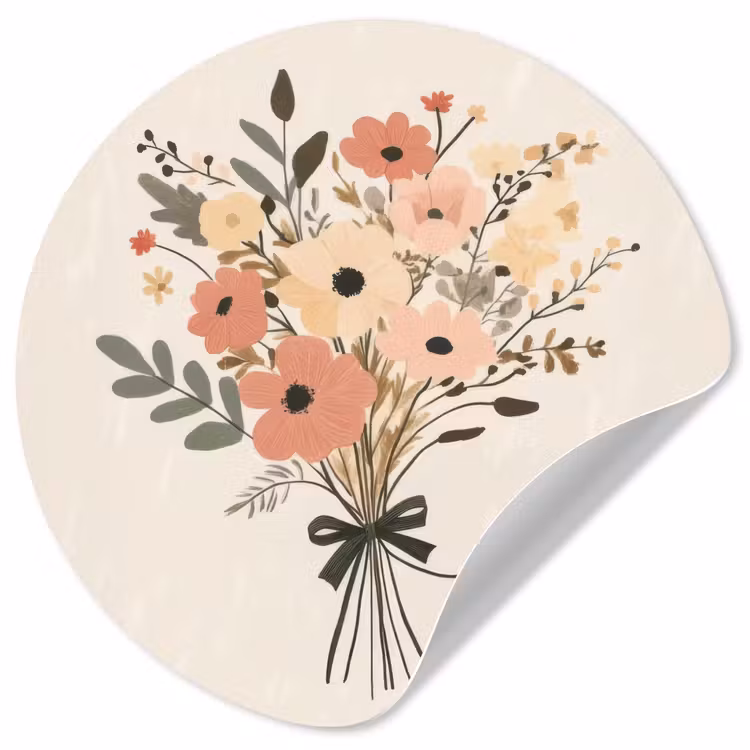 Behangcirkel - Bloemen - Quote - Beige - Lint — 1
