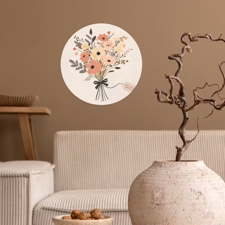 Behangcirkel - Bloemen - Quote - Beige - Lint — 2