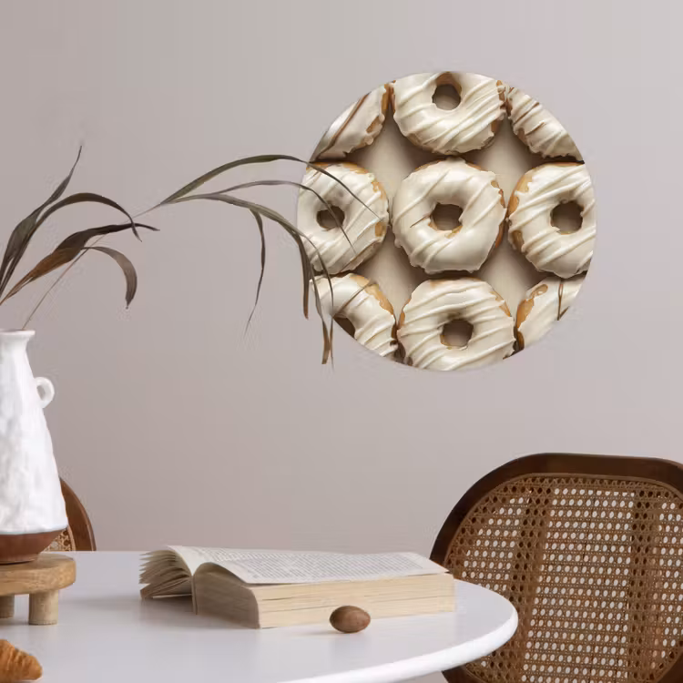 Behangcirkel - Donuts - Chocolade - Wit - Beige — 4