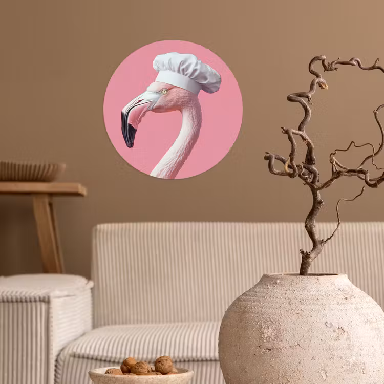 Behangcirkel - Flamingo - Roze - Koksmuts - Vogel — 2