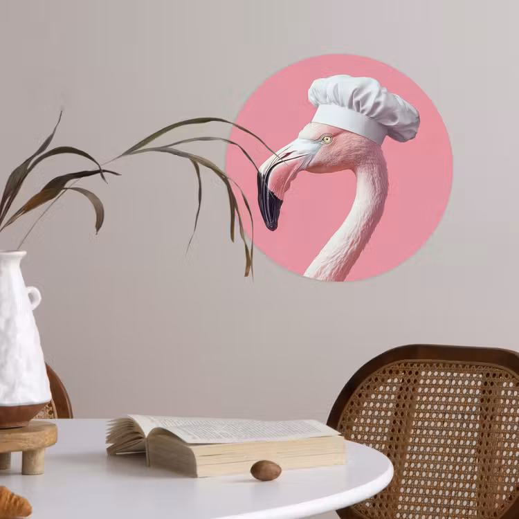 Behangcirkel - Flamingo - Roze - Koksmuts - Vogel — 4