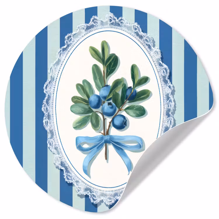 Behangcirkel - Illustratie - Bessen - Blauw - Strepen — 1