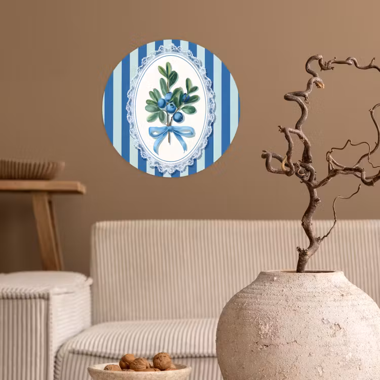Behangcirkel - Illustratie - Bessen - Blauw - Strepen — 2
