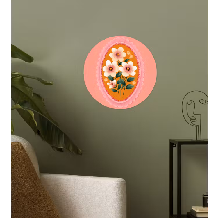 Behangcirkel - Illustratie - Bloemen - Rand - Roze — 3