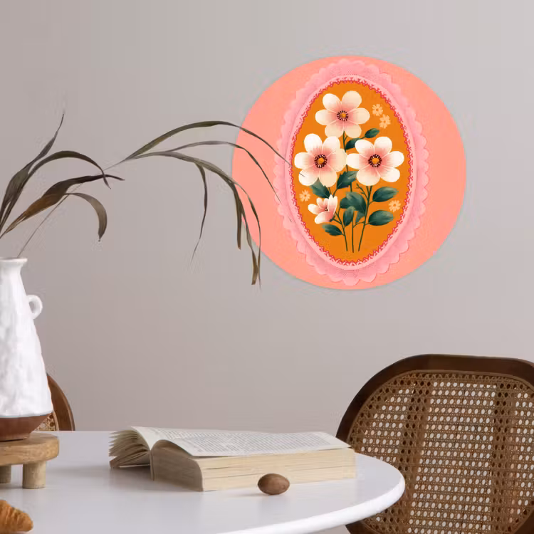 Behangcirkel - Illustratie - Bloemen - Rand - Roze — 4