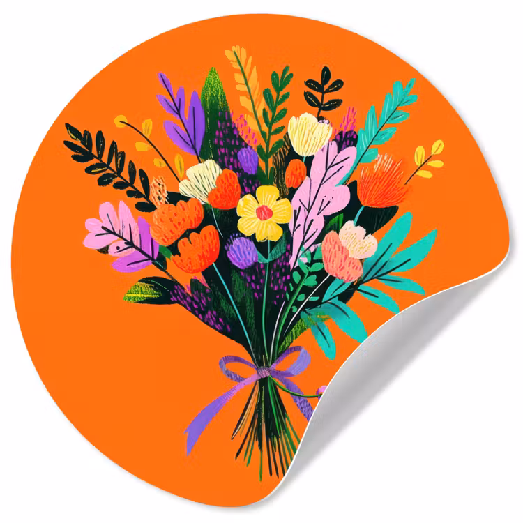 Behangcirkel - Kaartje - Boeket - Bloemen — 1