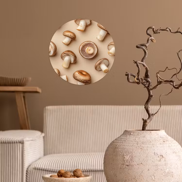 Behangcirkel - Kastanje Champignons - Beige — 2