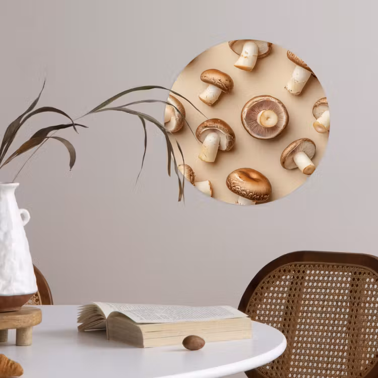 Behangcirkel - Kastanje Champignons - Beige — 4