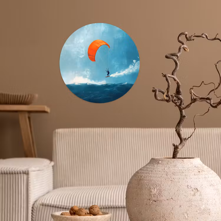 Behangcirkel - Kitesurfer - Oranje - Zee - Lucht — 2