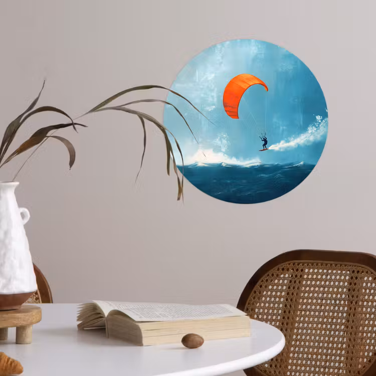 Behangcirkel - Kitesurfer - Oranje - Zee - Lucht — 4