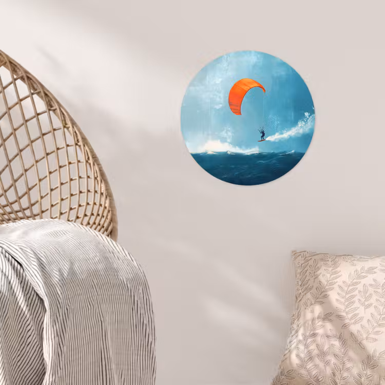 Behangcirkel - Kitesurfer - Oranje - Zee - Lucht — 5