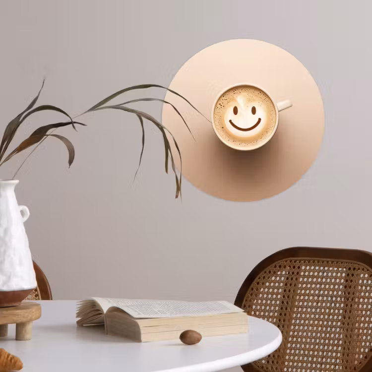 Behangcirkel - Koffie - Melkschuim - Lach - Beige — 4